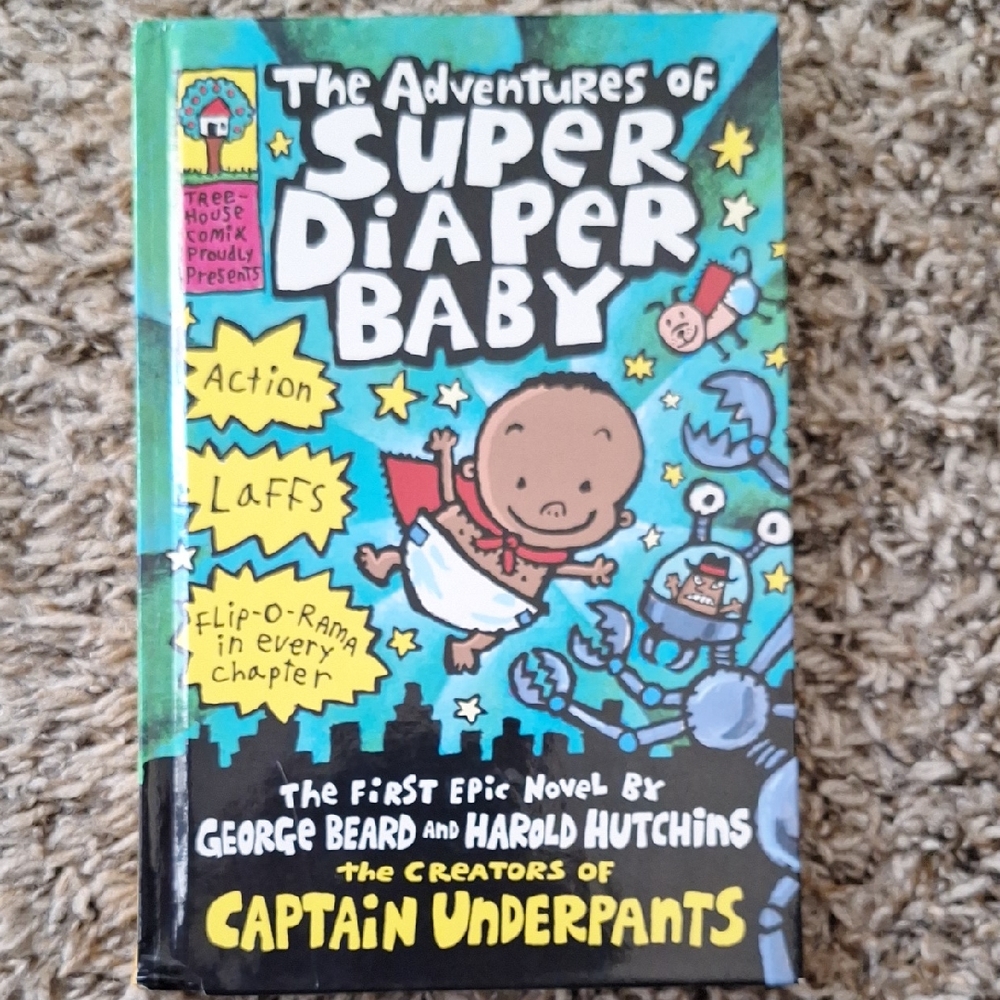 Scholastic The Adventures of Super Diaper Baby Book - Blue and Yellow